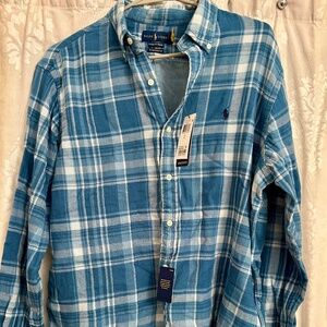 Ralph Lauren Plaid Cotton Button Front Shirt Size Large NWT